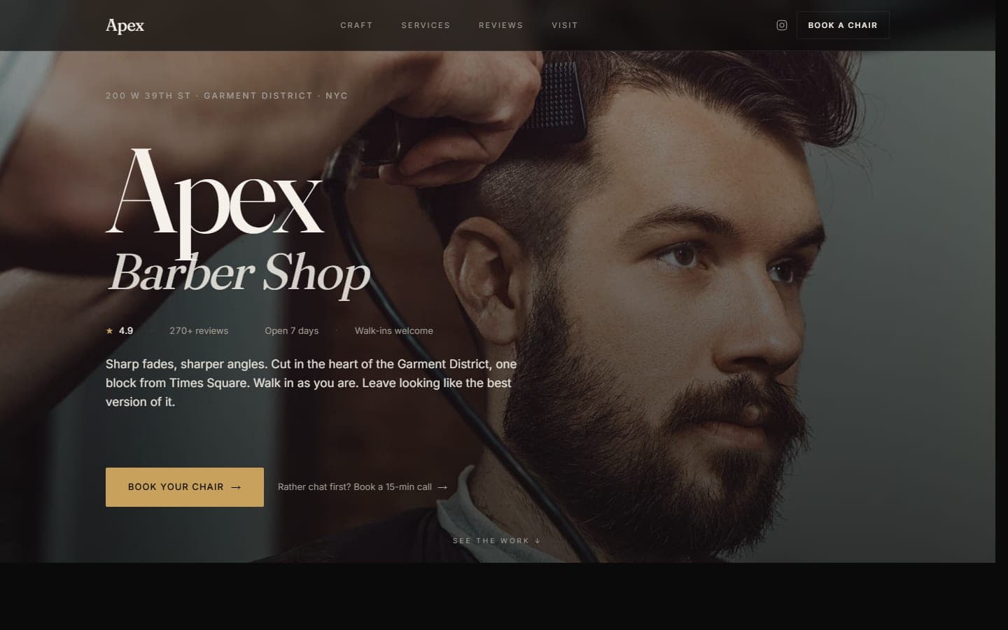 Apex Barber landing